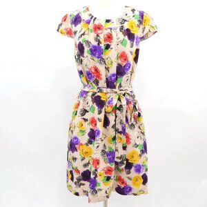 Kate Spade 100% Silk Multicolor Floral Dress Size M